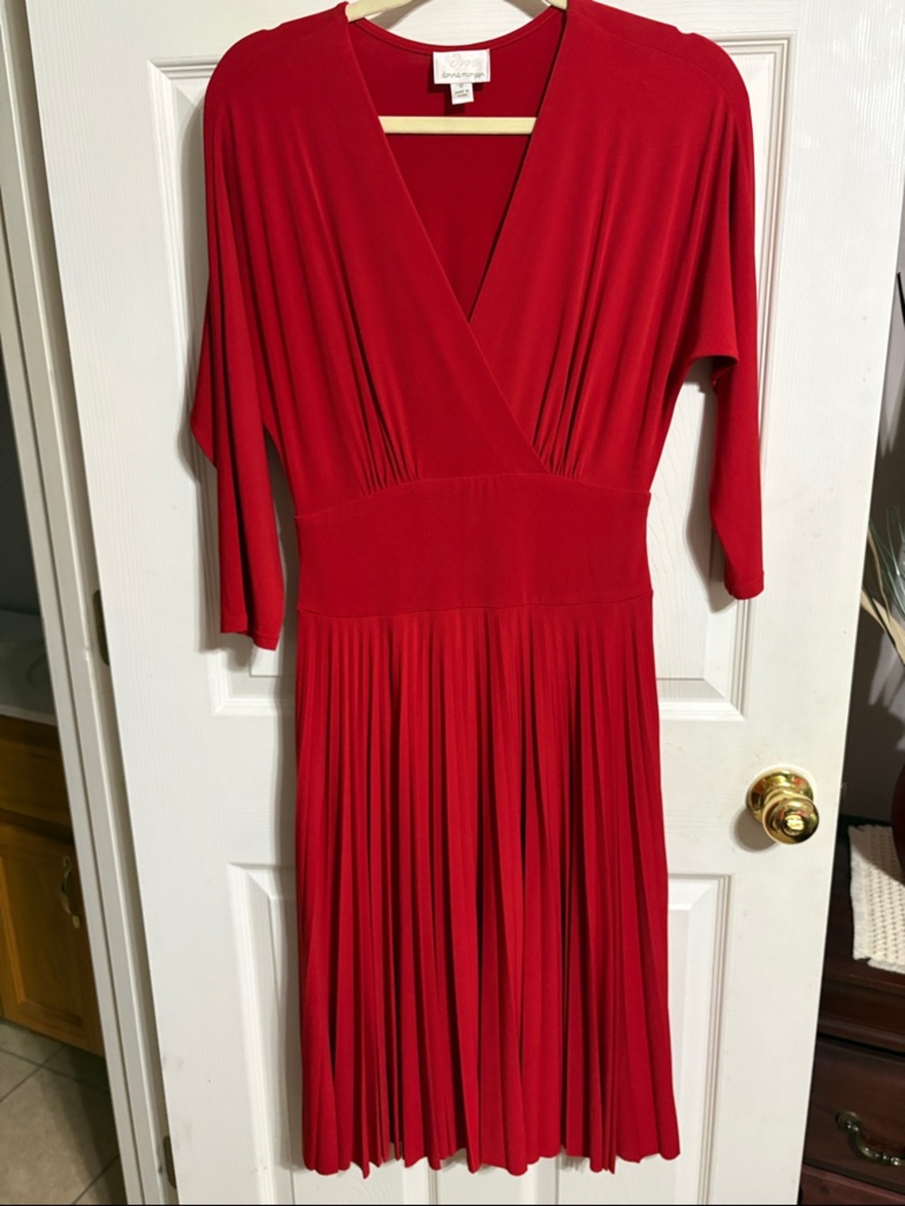 Donna Morgan Red Wrap-Style Midi Dress